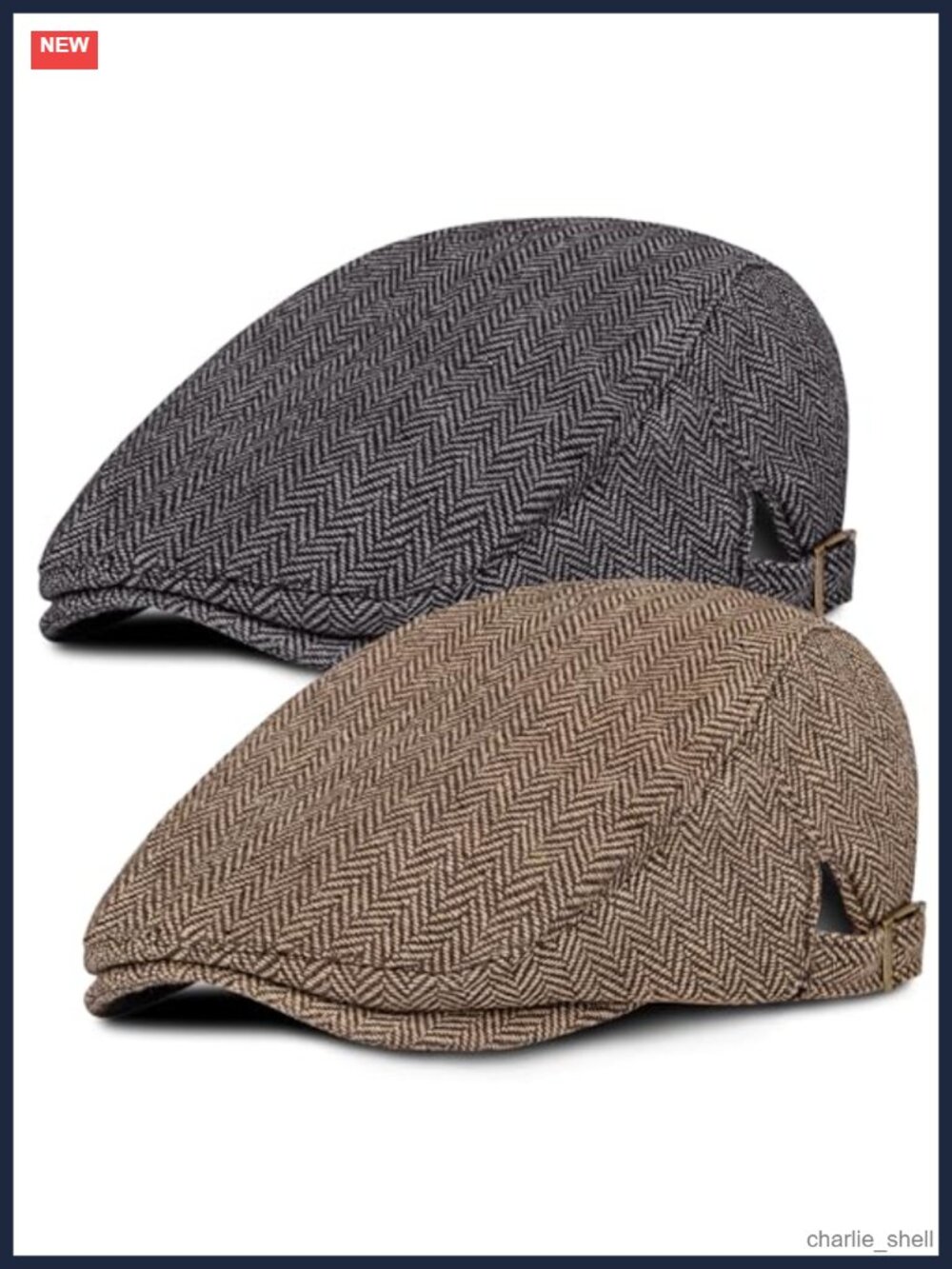 Wool Blend Tweed Newsboy Cap 2 Pack Flat Cap Adjustable Men